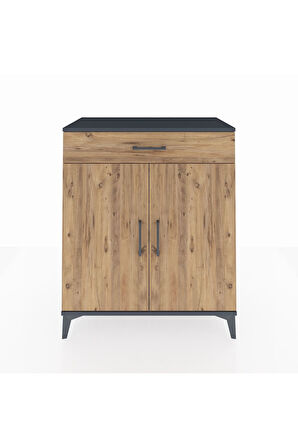 Hyperion Şifonyer 2 Raflı Tek Çekmeceli 2 Kapaklı 88x44x106 Antrasit-Çam