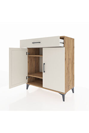 Hyperion Şifonyer 2 Raflı Tek Çekmeceli 2 Kapaklı 88x44x106 Çam-Aytaşı