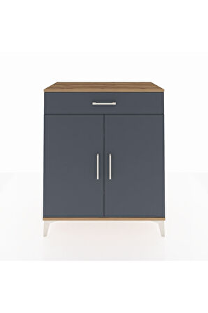 Hyperion Şifonyer 2 Raflı Tek Çekmeceli 2 Kapaklı 88x44x106 Çam-Antrasit