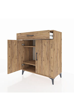 Hyperion Şifonyer 2 Raflı Tek Çekmeceli 2 Kapaklı 88x44x106 Çam-Çam