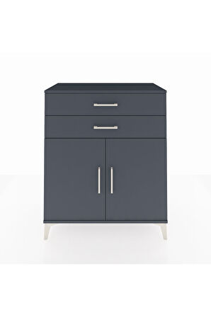 Hyperion Şifonyer Tek Raflı 2 Çekmeceli 2 Kapaklı 88x44x106 Antrasit-Antrasit