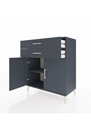 Hyperion Şifonyer Tek Raflı 2 Çekmeceli 2 Kapaklı 88x44x106 Antrasit-Antrasit