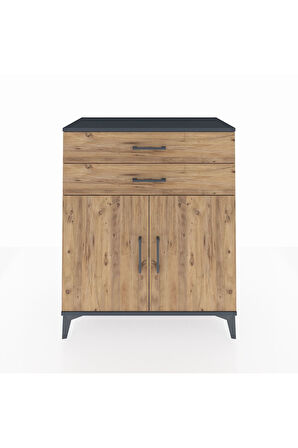 Hyperion Şifonyer Tek Raflı 2 Çekmeceli 2 Kapaklı 88x44x106 Antrasit-Çam