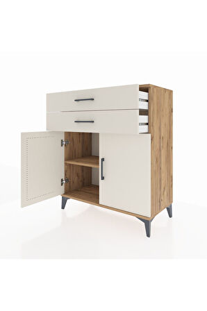 Hyperion Şifonyer Tek Raflı 2 Çekmeceli 2 Kapaklı 88x44x106 Çam-Aytaşı