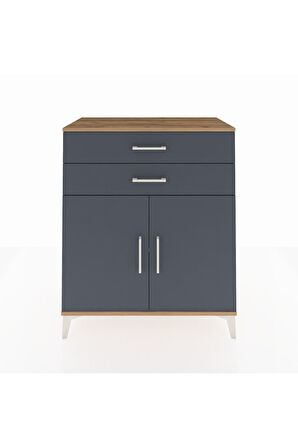 Hyperion Şifonyer Tek Raflı 2 Çekmeceli 2 Kapaklı 88x44x106 Çam-Antrasit