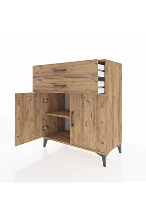 Hyperion Şifonyer Tek Raflı 2 Çekmeceli 2 Kapaklı 88x44x106 Çam-Çam