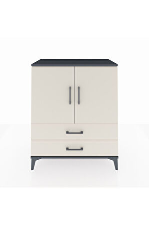 Hyperion Şifonyer 2 Raflı 2 Çekmeceli 2 Kapaklı 88x44x106 Antrasit-Aytaşı