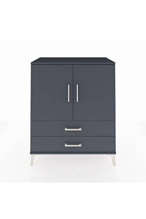 Hyperion Şifonyer 2 Raflı 2 Çekmeceli 2 Kapaklı 88x44x106 Antrasit-Antrasit