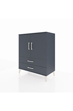 Hyperion Şifonyer 2 Raflı 2 Çekmeceli 2 Kapaklı 88x44x106 Antrasit-Antrasit