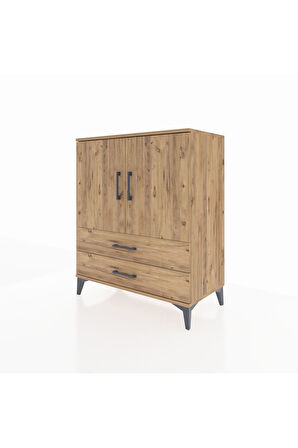 Hyperion Şifonyer 2 Raflı 2 Çekmeceli 2 Kapaklı 88x44x106 Çam-Çam