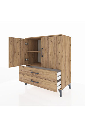 Hyperion Şifonyer 2 Raflı 2 Çekmeceli 2 Kapaklı 88x44x106 Çam-Çam