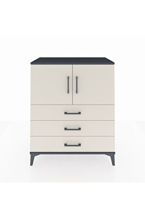 Hyperion Şifonyer 2 Raflı 3 Çekmeceli 2 Kapaklı 88x44x106 Antrasit-Aytaşı