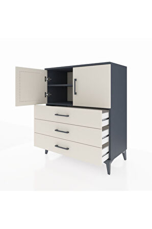 Hyperion Şifonyer 2 Raflı 3 Çekmeceli 2 Kapaklı 88x44x106 Antrasit-Aytaşı