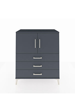 Hyperion Şifonyer 2 Raflı 3 Çekmeceli 2 Kapaklı 88x44x106 Antrasit-Antrasit