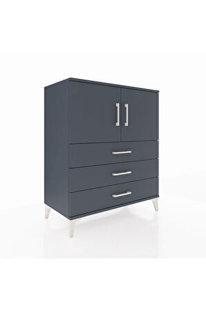 Hyperion Şifonyer 2 Raflı 3 Çekmeceli 2 Kapaklı 88x44x106 Antrasit-Antrasit