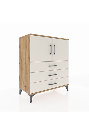 Hyperion Şifonyer 2 Raflı 3 Çekmeceli 2 Kapaklı 88x44x106 Çam-Aytaşı