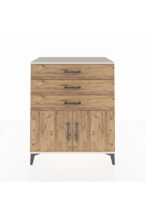 Hyperion Şifonyer Tek Raflı 3 Çekmeceli 2 Kapaklı 88x44x106 Aytaşı-Çam