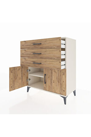 Hyperion Şifonyer Tek Raflı 3 Çekmeceli 2 Kapaklı 88x44x106 Aytaşı-Çam