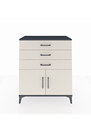 Hyperion Şifonyer Tek Raflı 3 Çekmeceli 2 Kapaklı 88x44x106 Antrasit-Aytaşı