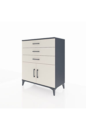 Hyperion Şifonyer Tek Raflı 3 Çekmeceli 2 Kapaklı 88x44x106 Antrasit-Aytaşı