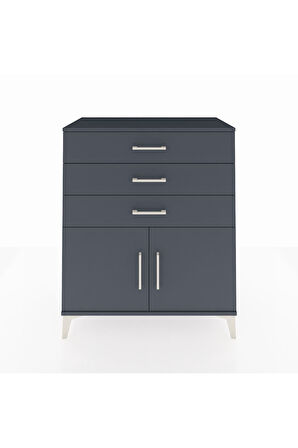 Hyperion Şifonyer Tek Raflı 3 Çekmeceli 2 Kapaklı 88x44x106 Antrasit-Antrasit