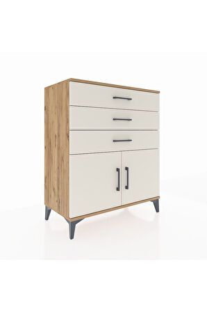 Hyperion Şifonyer Tek Raflı 3 Çekmeceli 2 Kapaklı 88x44x106 Çam-Aytaşı