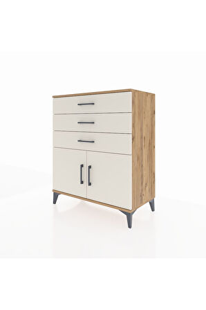 Hyperion Şifonyer Tek Raflı 3 Çekmeceli 2 Kapaklı 88x44x106 Çam-Aytaşı