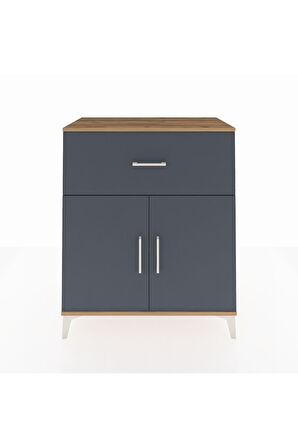 Hyperion Şifonyer Tek Raflı Tek Çekmeceli 2 Kapaklı 88x44x106 Çam-Antrasit