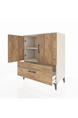 Hyperion Şifonyer 2 Raflı Tek Çekmeceli 2 Kapaklı 88x44x106 Aytaşı-Çam