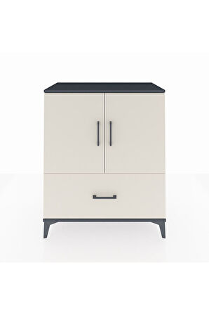 Hyperion Şifonyer 2 Raflı Tek Çekmeceli 2 Kapaklı 88x44x106 Antrasit-Aytaşı