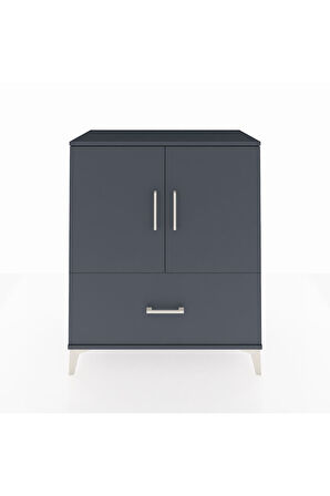 Hyperion Şifonyer 2 Raflı Tek Çekmeceli 2 Kapaklı 88x44x106 Antrasit-Antrasit
