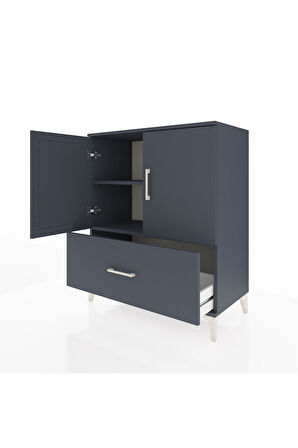 Hyperion Şifonyer 2 Raflı Tek Çekmeceli 2 Kapaklı 88x44x106 Antrasit-Antrasit