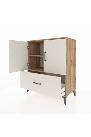 Hyperion Şifonyer 2 Raflı Tek Çekmeceli 2 Kapaklı 88x44x106 Çam-Aytaşı