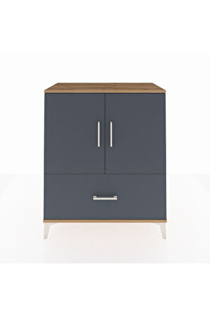 Hyperion Şifonyer 2 Raflı Tek Çekmeceli 2 Kapaklı 88x44x106 Çam-Antrasit