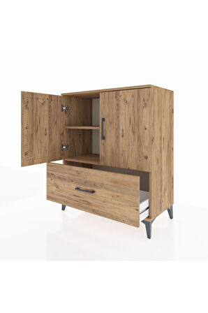 Hyperion Şifonyer 2 Raflı Tek Çekmeceli 2 Kapaklı 88x44x106 Çam-Çam