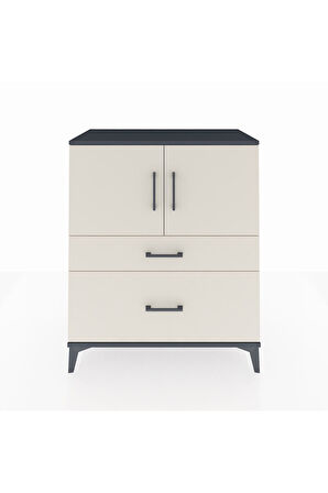 Hyperion Şifonyer 2 Raflı 2 Çekmeceli 2 Kapaklı 88x44x106 Antrasit-Aytaşı