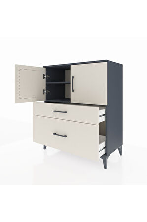 Hyperion Şifonyer 2 Raflı 2 Çekmeceli 2 Kapaklı 88x44x106 Antrasit-Aytaşı