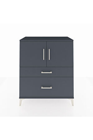 Hyperion Şifonyer 2 Raflı 2 Çekmeceli 2 Kapaklı 88x44x106 Antrasit-Antrasit