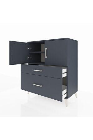 Hyperion Şifonyer 2 Raflı 2 Çekmeceli 2 Kapaklı 88x44x106 Antrasit-Antrasit