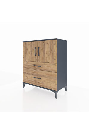 Hyperion Şifonyer 2 Raflı 2 Çekmeceli 2 Kapaklı 88x44x106 Antrasit-Çam