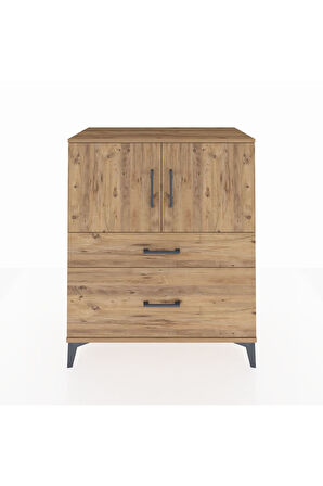 Hyperion Şifonyer 2 Raflı 2 Çekmeceli 2 Kapaklı 88x44x106 Çam-Çam