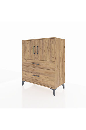 Hyperion Şifonyer 2 Raflı 2 Çekmeceli 2 Kapaklı 88x44x106 Çam-Çam