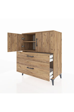 Hyperion Şifonyer 2 Raflı 2 Çekmeceli 2 Kapaklı 88x44x106 Çam-Çam