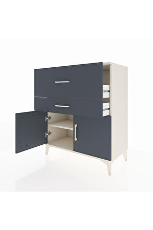 Hyperion Şifonyer Tek Raflı 2 Çekmeceli 2 Kapaklı 88x44x106 Aytaşı-Antrasit