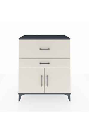 Hyperion Şifonyer Tek Raflı 2 Çekmeceli 2 Kapaklı 88x44x106 Antrasit-Aytaşı