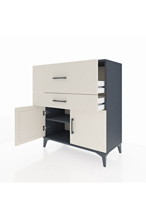 Hyperion Şifonyer Tek Raflı 2 Çekmeceli 2 Kapaklı 88x44x106 Antrasit-Aytaşı