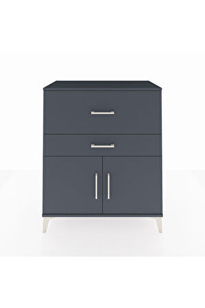 Hyperion Şifonyer Tek Raflı 2 Çekmeceli 2 Kapaklı 88x44x106 Antrasit-Antrasit