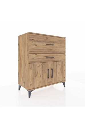 Hyperion Şifonyer Tek Raflı 2 Çekmeceli 2 Kapaklı 88x44x106 Çam-Çam