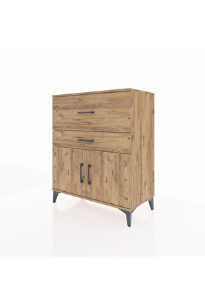 Hyperion Şifonyer Tek Raflı 2 Çekmeceli 2 Kapaklı 88x44x106 Çam-Çam