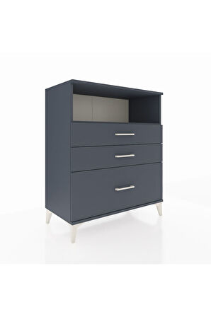 Hyperion Şifonyer Tek Raflı 3 Çekmeceli 88x44x106 Antrasit-Antrasit